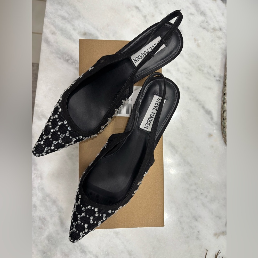 Steve Madden Black and Silver Sequin Heels